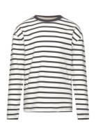 Striped Long Sleeves T-Shirt Tops T-shirts Long-sleeved T-Skjorte Whit...