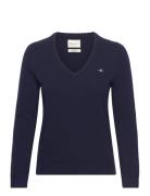 Extrafine Lambswool Blend V-Neck Tops Knitwear Jumpers Navy GANT