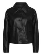 Faux Leather Jacket With Pockets Læderjakke Skindjakke Black Mango