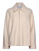 Pocketed Wool-Blend Jacket Uldjakke Jakke Cream Mango