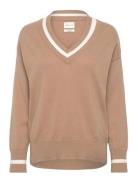 Superfine Lambswool Cont V-Neck Tops Knitwear Jumpers Beige GANT