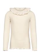 Nmfoline Ls Slim Top Lil Tops T-shirts Long-sleeved T-Skjorte Cream Li...