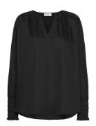 Lr-Isla Solid Tops Blouses Long-sleeved Black Levete Room