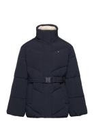 Teddy Collar Mid Lenght Puffer Foret Jakke Navy Tommy Hilfiger