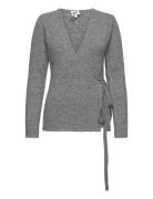 Blair Knitted Wrap Sweater Tops Knitwear Cardigans Grey Twist & Tango