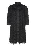 Slfmyline 3/4 Short Fluffy Shirt Dress B Kort Kjole Black Selected Fem...