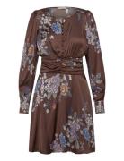 Satin Mini Dress Kort Kjole Brown By Ti Mo