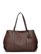 Pebbled Leather Large Emerie Tote Bag Shopper Taske Brown Lauren Ralph...