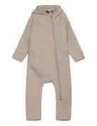 Wool Baby Suit W Ears Jumpsuit Beige Mikk-line