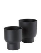 Liv - Flowerpots, Metal, Black, Set Of 2 Home Decoration Flower Pots B...