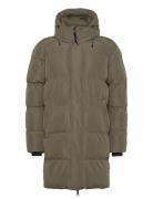 Hooded Sports Puffer Mid Jkt Uldfrakke Frakke Khaki Green Superdry