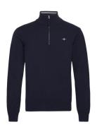 Superfine Lambswool Half Zip Tops Knitwear Half Zip Jumpers Navy GANT