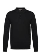 Core Merino Ls Polo Tops Knitwear Long Sleeve Knitted Polos Black Mich...