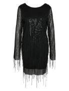 Nmstarlet L/S Sequin Short Dress Wvn Kort Kjole Black NOISY MAY