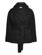 Shawl Collar Short Coat Uldjakke Jakke Black Gina Tricot