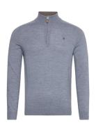 Merino John Zip Tops Knitwear Half Zip Jumpers Blue Morris