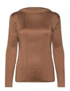 Ember Tops T-shirts & Tops Long-sleeved Brown Reiss