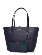 Faux-Leather Large Reversible Tote Bag Shopper Taske Blue Lauren Ralph...