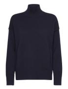 Superfine Lambswool Stand Collar Tops Knitwear Jumpers Navy GANT