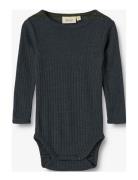 Wool Silk Body L/S Lucca Bodies Long-sleeved Navy Wheat