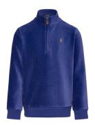 Knit Corduroy Quarter-Zip Pullover Tops Knitwear Pullovers Blue Ralph ...