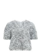 Objsparta S/S V-Neck Top 136 Tops Blouses Short-sleeved Silver Object