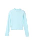 Cropped Rib Longsleeve Tops T-shirts Long-sleeved T-Skjorte Blue Tom T...