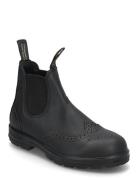 Bl 2443 Elastic Sided Brogue Boot Støvlet Chelsea Boot Black Blundst