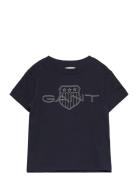 Relaxed Contrast Shield T-Shirt Tops T-Kortærmet Skjorte Navy GANT