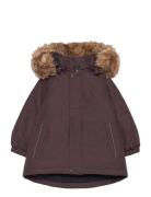 Parka W. Fake Fur Parka Jakke Burgundy Color Kids