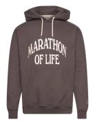 Marathon Regular Charcoal Hoodie Tops Sweatshirts & Hoodies Hoodies Gr...