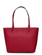 Crosshatch Leather-Karly Shpper-Tte Bags Totes Red Lauren Ralph Lauren