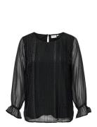 Carazelea L/S O-Neck Top Aop Tops Blouses Long-sleeved Black ONLY Carm...