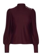 Rifagz Button Blouse Tops Blouses Long-sleeved Burgundy Gestuz