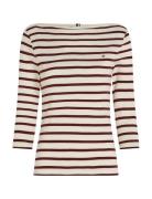 Slim Cody Boat-Nk 3/4Slv Tops T-shirts & Tops Long-sleeved Burgundy To...