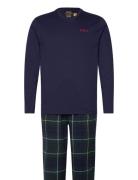 Flannel-Sle-Set Pyjamas Nattøj Navy Polo Ralph Lauren Underwear