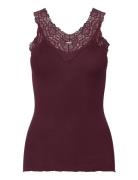 Rwbernadine Sl Lace Top Tops T-shirts & Tops Sleeveless Burgundy Rosem...