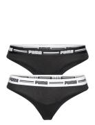 Puma Women String 2P Hang Sport Panties Thong Black PUMA