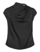 Lima Silk Top Designers Blouses Short-sleeved Black Ahlvar Gallery