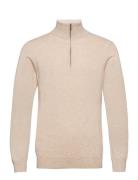 Man Half Zip Designers Knitwear Half Zip Jumpers Cream Davida Cashmere