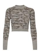 Camo Long Sleeve Crop Top Sport Crop Tops Long-sleeved Crop Tops Multi...