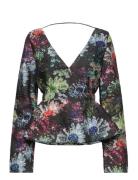 Nathalie, 1916 Textured Poly Designers Blouses Long-sleeved Multi/patt...