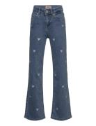 Kogjuicy Wide Leg Heart Emb Dnm Jeans Bottoms Jeans Bootcut Jeans Blue...