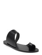 Centola Black Vacchetta Designers Sandals Flat Black ATP Atelier