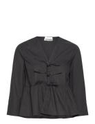 Cotton Poplin Designers Blouses Long-sleeved Black Ganni