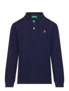 L/S Polo Shirt Tops T-shirts Polo Shirts Long-sleeved Polo Shirts Navy...