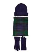 Plaid Scarf, Gloves, & Beanie Set Accessories Gloves Finger Gloves Blu...