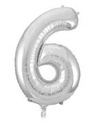 Foil Balloon Number 6 Silver 86 Cm Home Kids Decor Party Supplies Silv...