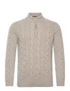 Reine Half Zip Designers Knitwear Half Zip Jumpers Beige Oscar Jacobso...