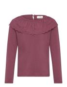 Tnmyriel Hollie L_S Tee Tops T-shirts Long-sleeved T-Skjorte Burgundy ...